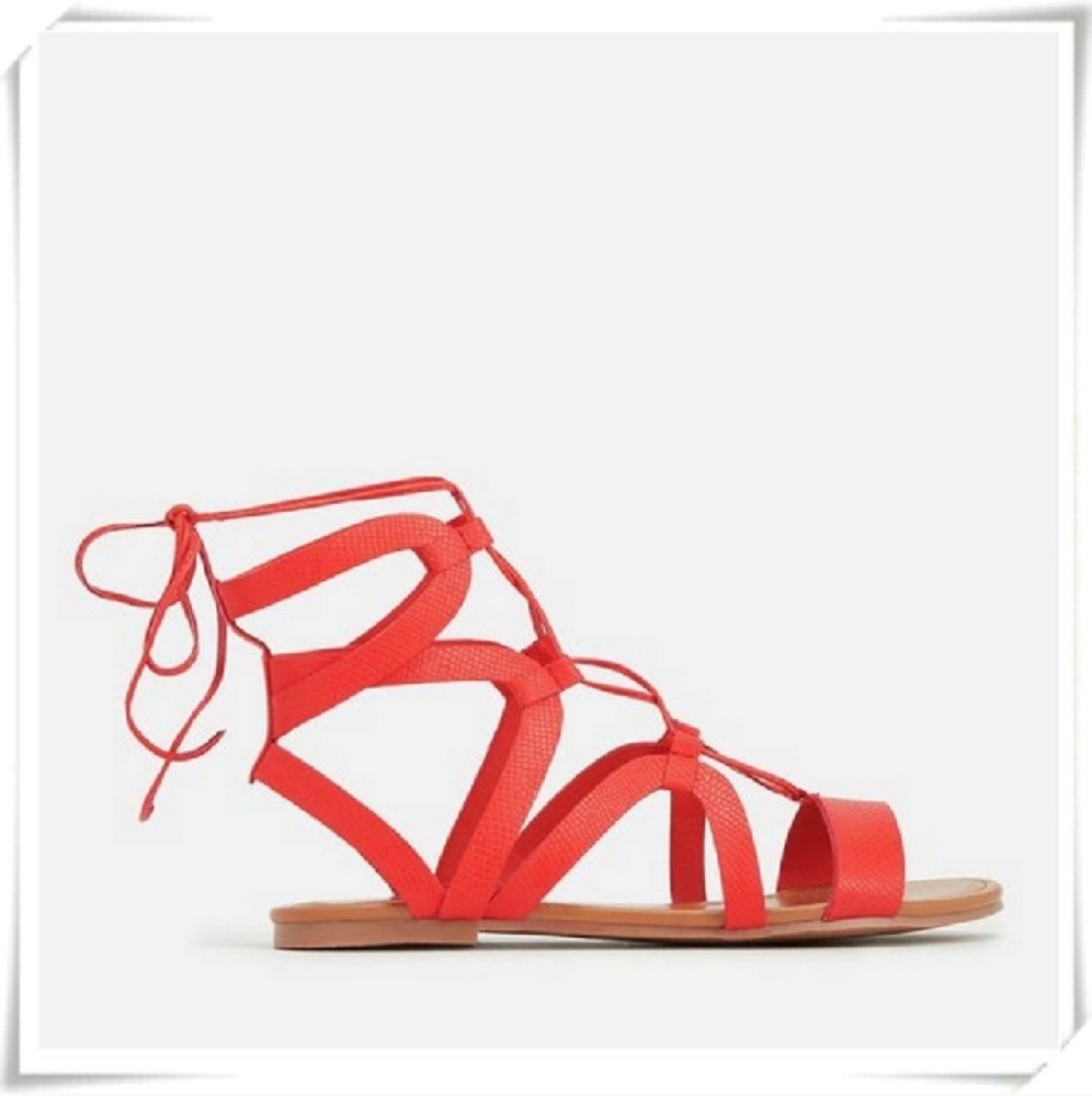 Strappy Gladiator Lace Up Flat Sandalas WIDE Width - Picture 4 of 5